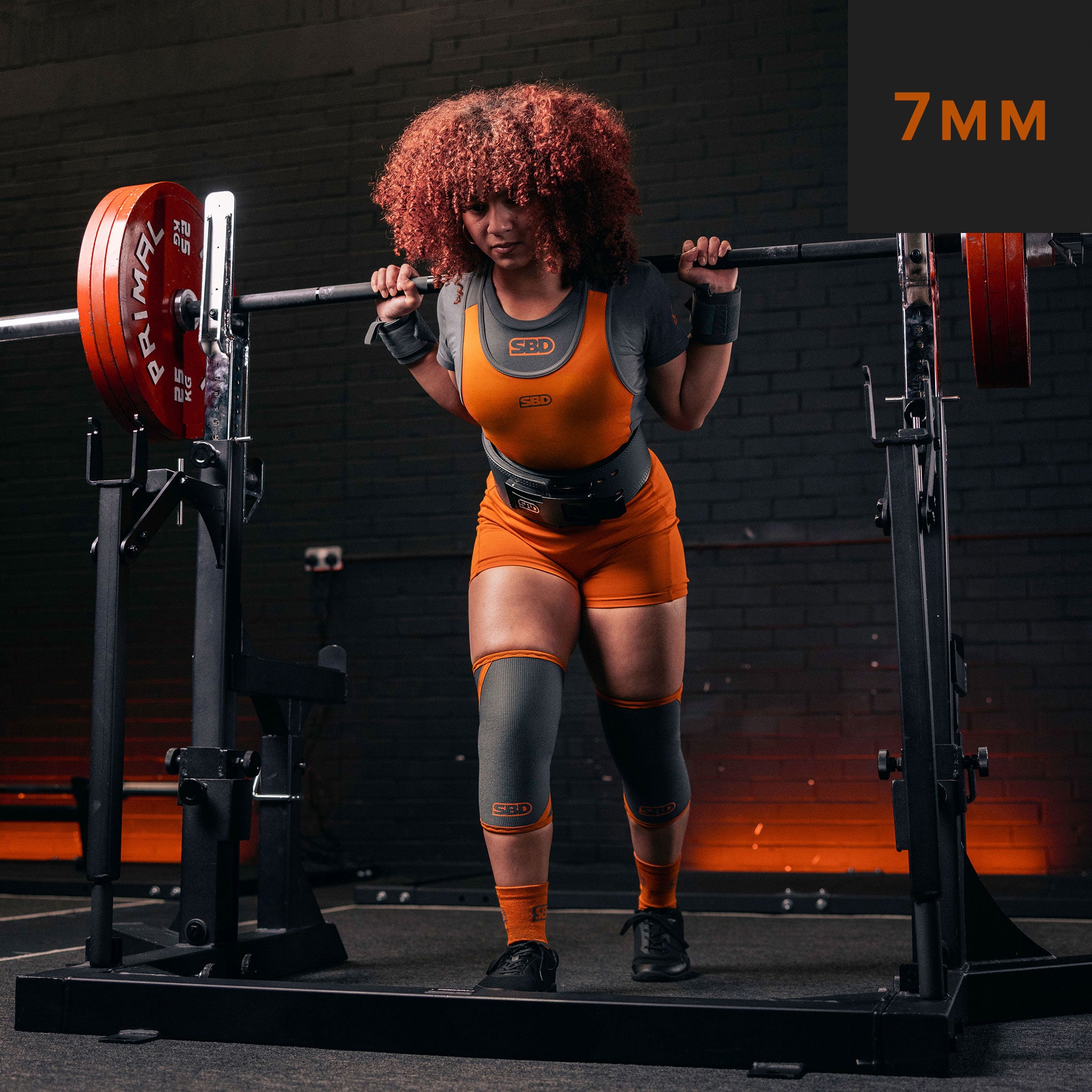 SBD Forge Powerlifting Knee Sleeves 7mm | Orange Grey Knee Sleeves