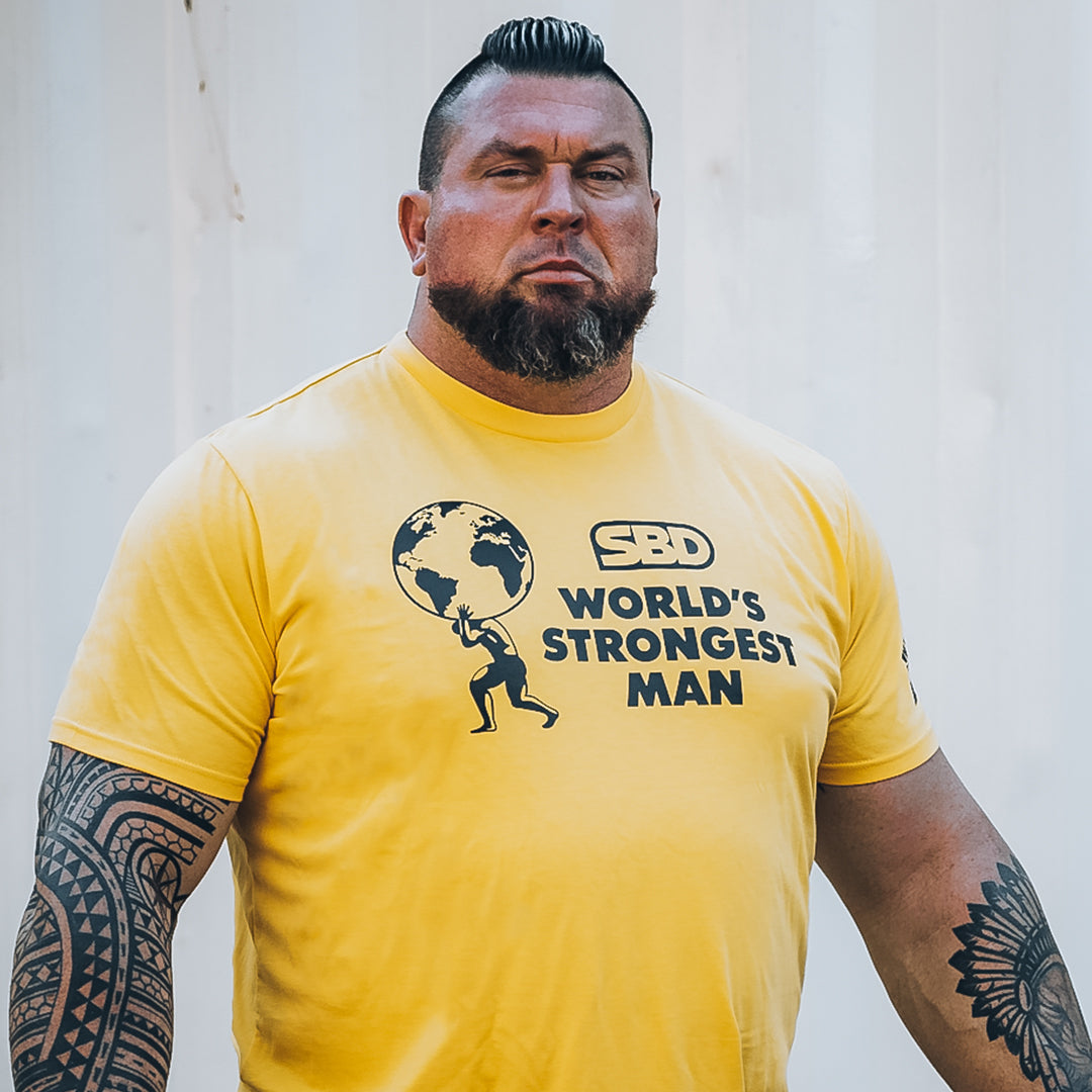 SBD 2021 World&#39;s Strongest Man T-Shirt in Sunrise Yellow